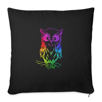 Süße Bunte Eule - Sofakissenbezug 45 x 45 cm - Schwarz - Vorne