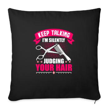 Hairdresser gift salon - Sofa pillowcase 17,3'' x 17,3'' (45 x 45 cm) - black - Front