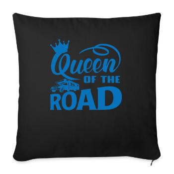 Queen of the road - SHIRT - Idée cadeau de camping - Housse de coussin décorative 45 x 45 cm - noir - Devant