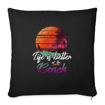 Beach - Sofa pillowcase 17,3'' x 17,3'' (45 x 45 cm) - black - Front