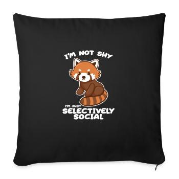 Red panda not shy, just selective social - Sofa pillowcase 17,3'' x 17,3'' (45 x 45 cm) - black - Front