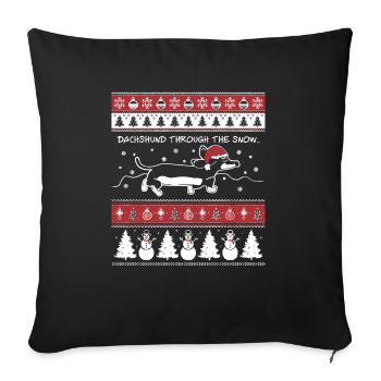 Dackel-Hundebesitzer-hässliches Weihnachtshaustier-Liebhaber-Geschenk - Sofakissenbezug 45 x 45 cm - Schwarz - Vorne