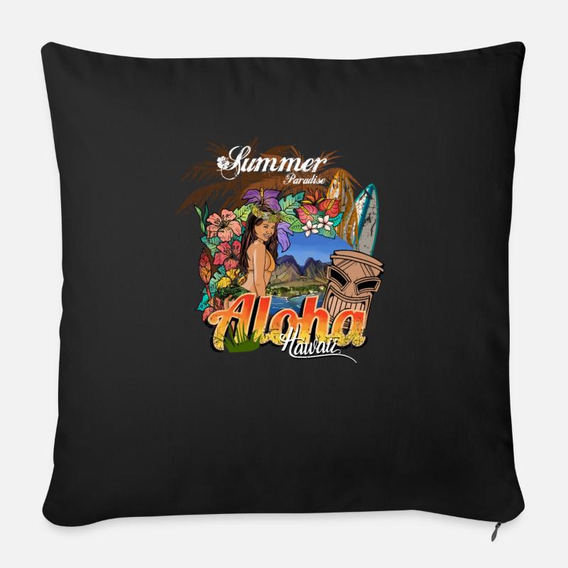 Sommer Paradies Hawaii - Sofakissenbezug 45 x 45 cm - Schwarz
