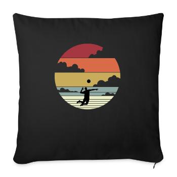 Volleyball drôle hommes femmes garçons idée cadeau - Housse de coussin décorative 45 x 45 cm - noir - Devant