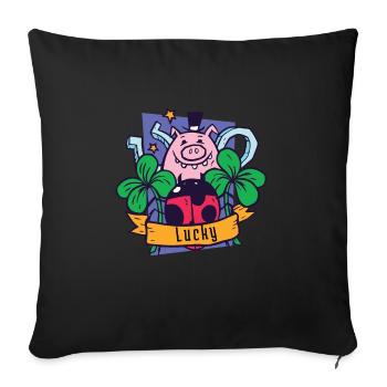 Bonne chance - Housse de coussin décorative 45 x 45 cm - noir - Devant