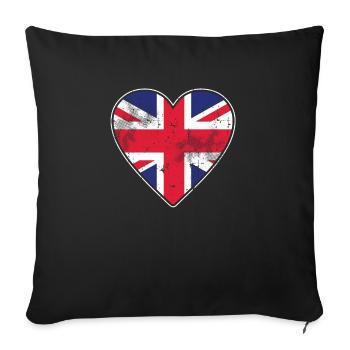 London UK Herz Heart Distressed GB Great Britain - Sofakissenbezug 45 x 45 cm - Schwarz - Vorne