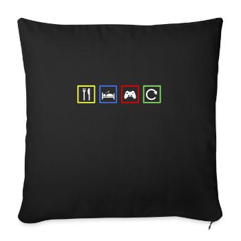 Eat Sleep Gaming Repeat Icons Gamer Game Gift - Sofa pillowcase 17,3'' x 17,3'' (45 x 45 cm) - black - Front