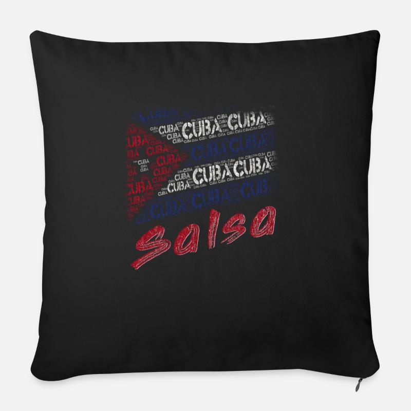 Cuban Salsa Kuba Flagge - Sofakissenbezug 45 x 45 cm - Schwarz