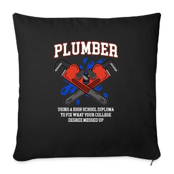 plombier drôle - Housse de coussin décorative 45 x 45 cm - noir - Devant