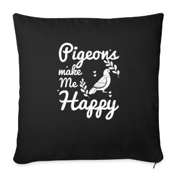 Pigeons mignons me font plaisir cadeau amoureux des oiseaux - Housse de coussin décorative 45 x 45 cm - noir - Devant