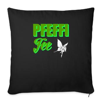 Pfeffi geht immer Pfefferminz Schnaps Party Saufen - Sofakissenbezug 45 x 45 cm - Schwarz - Vorne