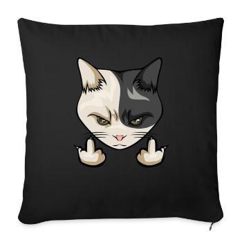 chat chats doigt du milieu branleur doigt du milieu puent - Housse de coussin décorative 45 x 45 cm - noir - Devant