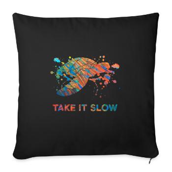 Perfektes, buntes, cooles Schildkrötenshirt Spruch - Sofakissenbezug 45 x 45 cm - Schwarz - Vorne