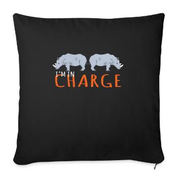 Rhino Design, je suis en charge - Housse de coussin décorative 45 x 45 cm - noir - Devant