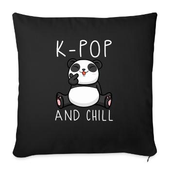 kpop, panda, korea, gift idea, korean - Sofa pillowcase 17,3'' x 17,3'' (45 x 45 cm) - black - Front
