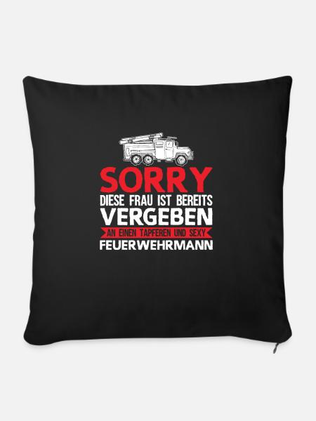 Feuerwehr Feuerwehrmann Feuerwehrfrau Geschenk - Sofakissenbezug 45 x 45 cm - Schwarz