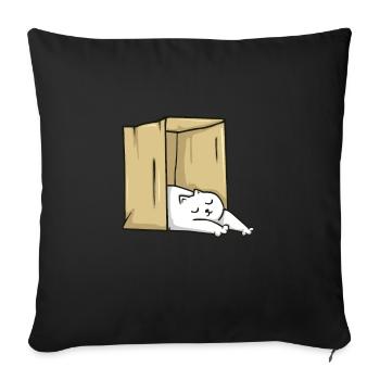 Chat endormi dans le carton - Housse de coussin décorative 45 x 45 cm - noir - Devant