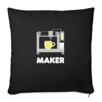 Impression 3D - Housse de coussin décorative 45 x 45 cm - noir - Devant
