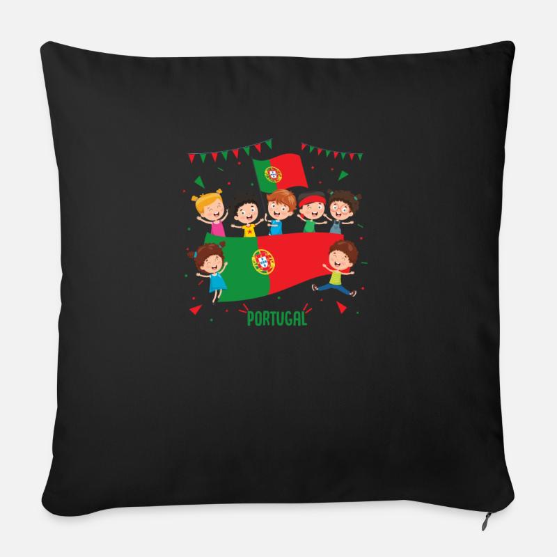 Portugal - Housse de coussin décorative 45 x 45 cm - noir
