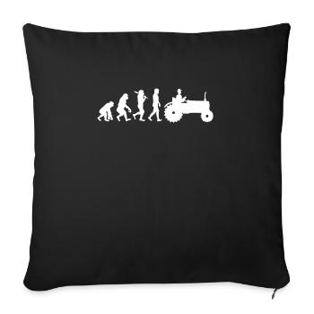 Landwirt Evolution Geschenk Traktor Trecker - Sofakissenbezug 45 x 45 cm - Schwarz - Vorne