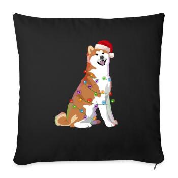 Guirlande de Noël pour chien Akita - Housse de coussin décorative 45 x 45 cm - noir - Devant