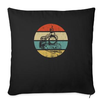 Train trains model railway railway gift - Sofa pillowcase 17,3'' x 17,3'' (45 x 45 cm) - black - Front