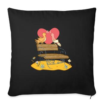 Birds in love - Sofa pillowcase 17,3'' x 17,3'' (45 x 45 cm) - black - Front