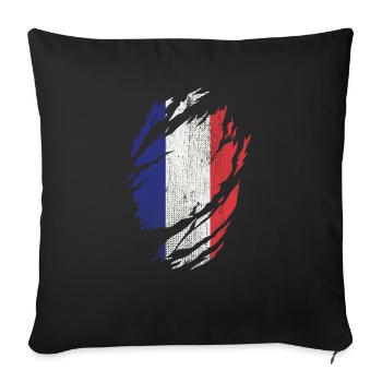 france - Housse de coussin décorative 45 x 45 cm - noir - Devant