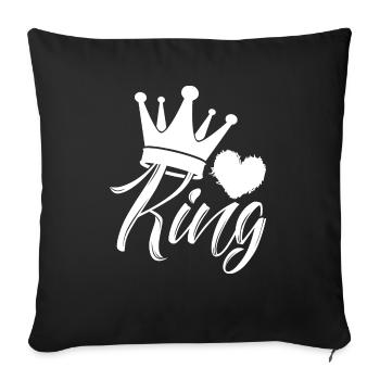 King crown heart partner shirt love gift - Sofa pillowcase 17,3'' x 17,3'' (45 x 45 cm) - black - Front