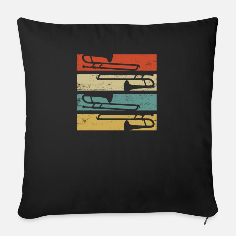 Trombone trombone - Sofa pillowcase 17,3'' x 17,3'' (45 x 45 cm) - black