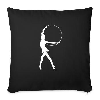 Rhythmische Sportgymnastik mit Reifen - Sofakissenbezug 45 x 45 cm - Schwarz - Vorne
