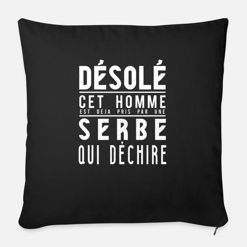 Serbie - Housse de coussin décorative 45 x 45 cm - noir