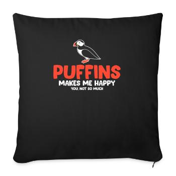 Les macareux me rendent heureux moins - Housse de coussin décorative 45 x 45 cm - noir - Devant