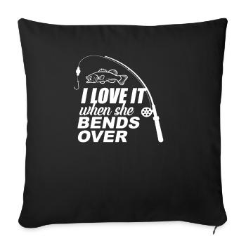 Je l'aime quand elle se penche sur la pêche - Housse de coussin décorative 45 x 45 cm - noir - Devant