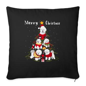Bichon Frize Christmas Tree Dog Christmas - Sofa pillowcase 17,3'' x 17,3'' (45 x 45 cm) - black - Front