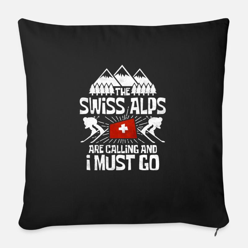 Schweiz Schweizer Geschenkidee - Sofakissenbezug 45 x 45 cm - Schwarz
