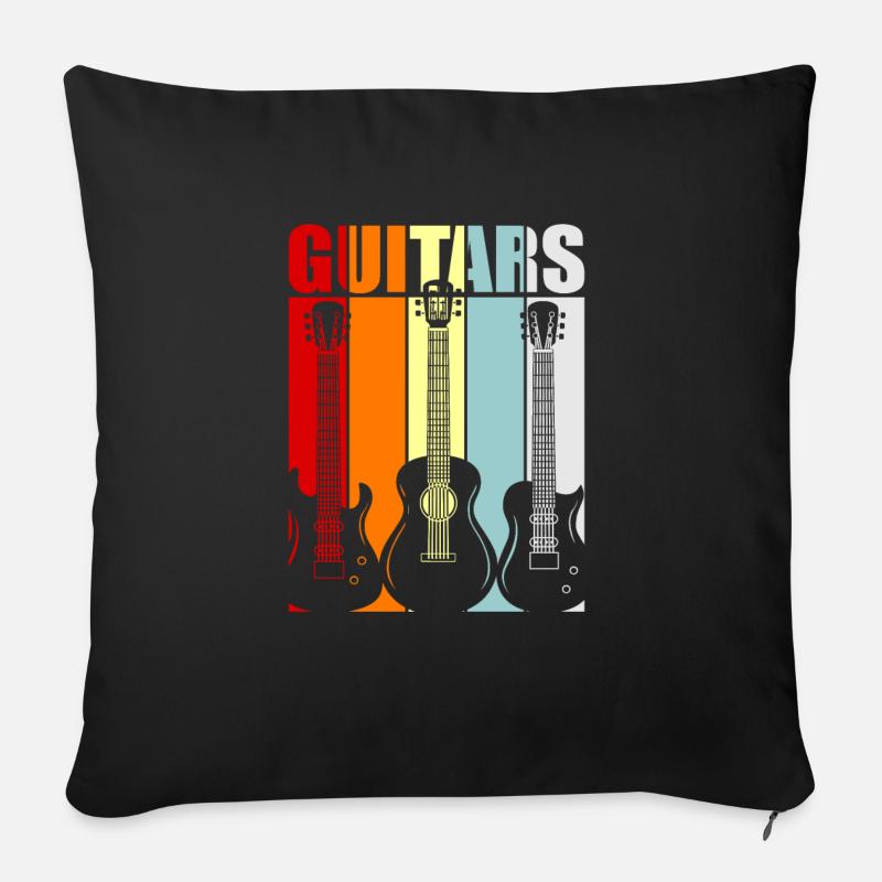 Gitarre - Sofakissenbezug 45 x 45 cm - Schwarz