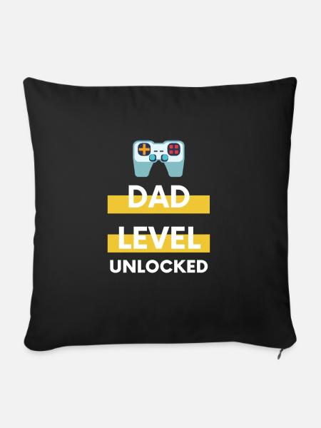 Dad Level Unlocked - Sofakissenbezug 45 x 45 cm - Schwarz