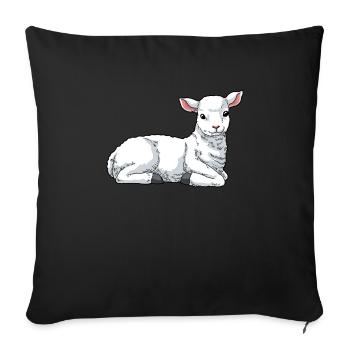 Lamb sheep domestic sheep - Sofa pillowcase 17,3'' x 17,3'' (45 x 45 cm) - black - Front