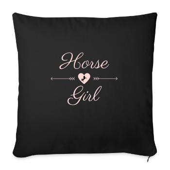 Pferde Mädchen Design - Sofakissenbezug 45 x 45 cm - Schwarz - Vorne