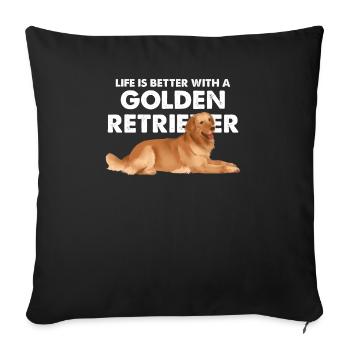 La vie est meilleure avec un Golden Retriever - Housse de coussin décorative 45 x 45 cm - noir - Devant