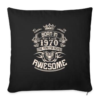 année de naissance 1970 Awesome Year - Housse de coussin décorative 45 x 45 cm - noir - Devant