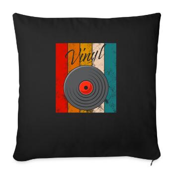 Disque vinyle vintage - Housse de coussin décorative 45 x 45 cm - noir - Devant
