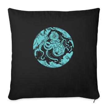 Diver Octopus Octopus Deep Sea - Sofa pillowcase 17,3'' x 17,3'' (45 x 45 cm) - black - Front