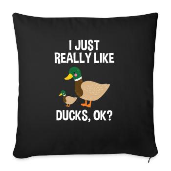 J'aime vraiment les canards, d'accord? chemise d'amant de canard - Housse de coussin décorative 45 x 45 cm - noir - Devant