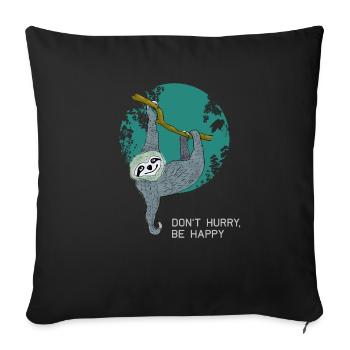 paresseux lent lent paresseux adolescent dormir fatigué - Housse de coussin décorative 45 x 45 cm - noir - Devant