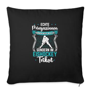 Eishockey Prinzessin Ice Hockey Trikot Spruch Frau - Sofakissenbezug 45 x 45 cm - Schwarz - Vorne