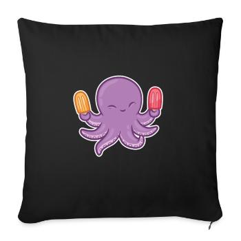Oktopus Tintenfisch Krake Eis Essen Eiscreme Liebe - Sofakissenbezug 45 x 45 cm - Schwarz - Vorne