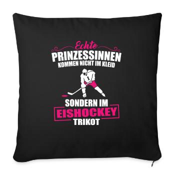 Eishockey Prinzessin Ice Hockey Trikot Spruch Frau - Sofakissenbezug 45 x 45 cm - Schwarz - Vorne