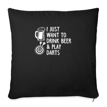 Darts and Beer - Sofa pillowcase 17,3'' x 17,3'' (45 x 45 cm) - black - Front